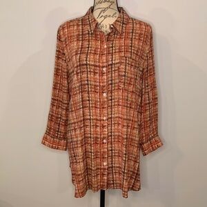 KC Khakis & Co button front tunic shirt L